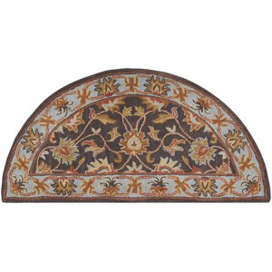 caesar cae-1004 2' x 4' hearth rug in charcoal/camel/blue/gray/khaki/cream/peach