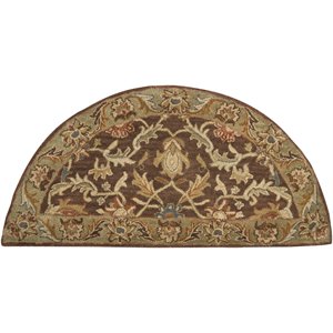 caesar cae-1009 2' x 4' hearth rug in dark brown/camel/orange/khaki/charcoal/tan