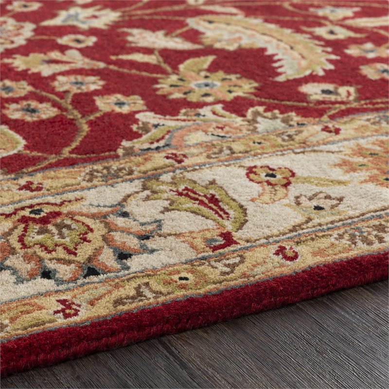 Caesar Cae 1022 8 Round Area Rug In Red Cream Burnt Orange Ivory Charcoal Brown Cymax Business Caesar Cae 1022 8 Round Area Rug In, Red And Ivory Round Area Rug
