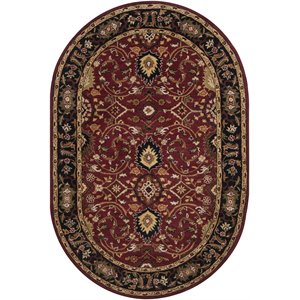 caesar cae-1031 6' x 9' oval rug in burgundy/black/khaki/olive/beige/camel/red