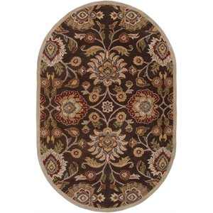 caesar cae-1051 6' x 9' oval rug in brown/orange/olive/khaki/taupe/tan/green/red
