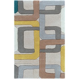 forum fm-7159 10' x 14' rug in dark green/gray/saffron/dark brown/ivory