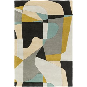 forum fm-7194 10' x 14' rectangle rug olive/teal/gray/black/khaki