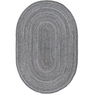 azalea aza-2321 6' x 9' oval rug in gray/charcoal/dark brown/cream