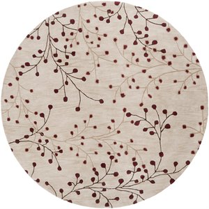 athena ath-5053 8' round area rug in burgundy/camel/dark brown
