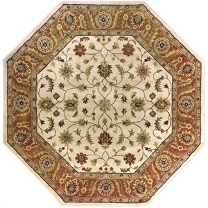 crowne crn-6004 8' octagon rug in beige/brown/black/khaki/gray/taupe