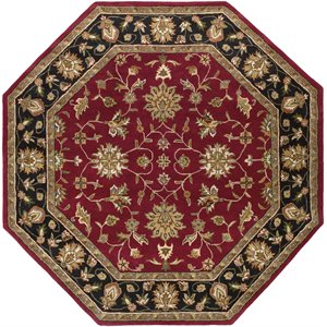 crowne crn-6013 8' octagon rug in garnet/black/camel/khaki/brown/moss