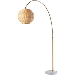 surya twining 1-light contemporary rattan and metal floor lamp in bronze/natural