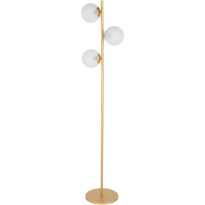 surya jacoby 3-light modern glass and metal floor lamp in gold/white