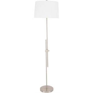 surya jace 1-light modern polyester and metal floor lamp in silver/white