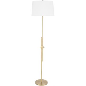 surya jace 1-light modern polyester and metal floor lamp in brass/white