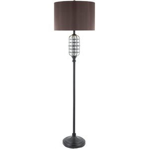surya letty 1-light modern polyester and metal floor lamp in black/brown