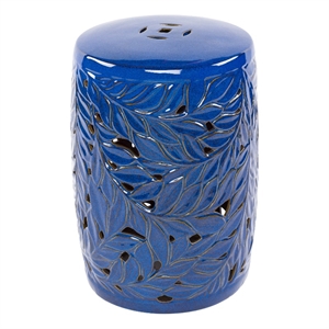 surya achilles modern style ceramic garden stool in blue finish