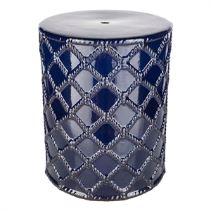 surya gaylor traditional style ceramic garden stool in blue finish
