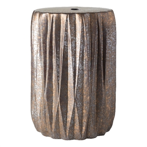 surya aynor modern style ceramic garden stool in dark brown/silver