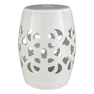 surya brinnon modern style ceramic and porcelain garden stool in white