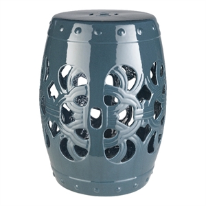 surya brinnon modern style ceramic and porcelain garden stool in teal blue