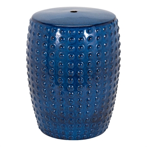 surya camdale modern style ceramic garden stool in blue finish