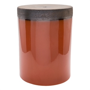 surya palominas modern ceramic outdoor stool in burnt orange/dark brown