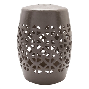 surya ridgeway modern ceramic and porcelain garden stool in taupe gray