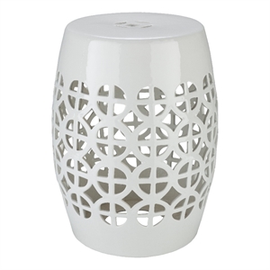 surya ridgeway modern ceramic and porcelain garden stool in white