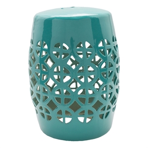 surya ridgeway modern ceramic and porcelain garden stool in aqua blue