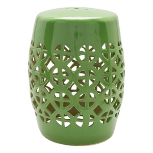 surya ridgeway modern ceramic and porcelain garden stool in green