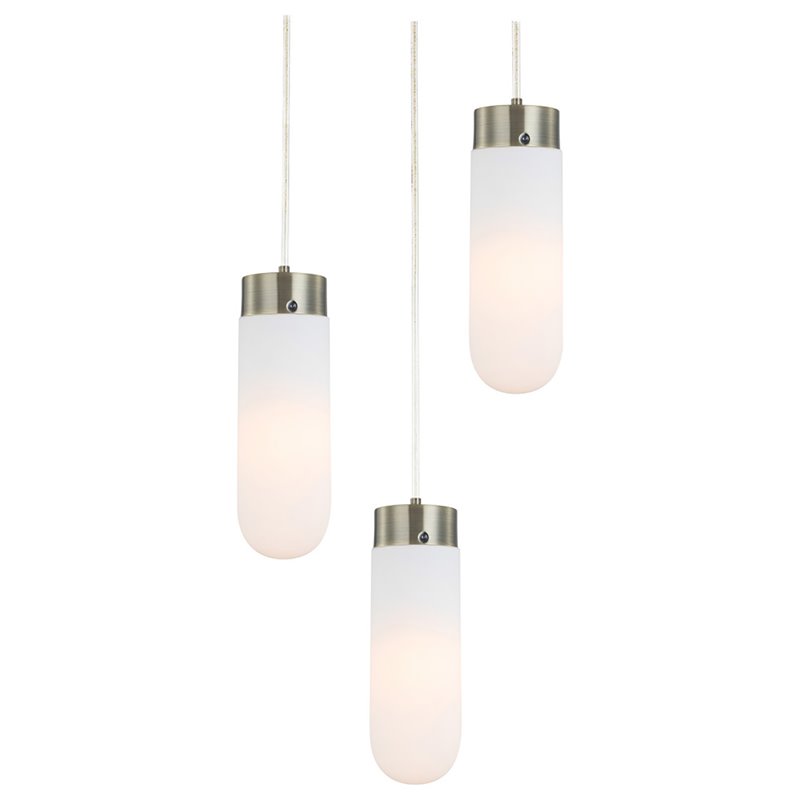 Woodbridge Lighting Tanner 5-Light LED Opal Bullet Cluster Pendant in Brass