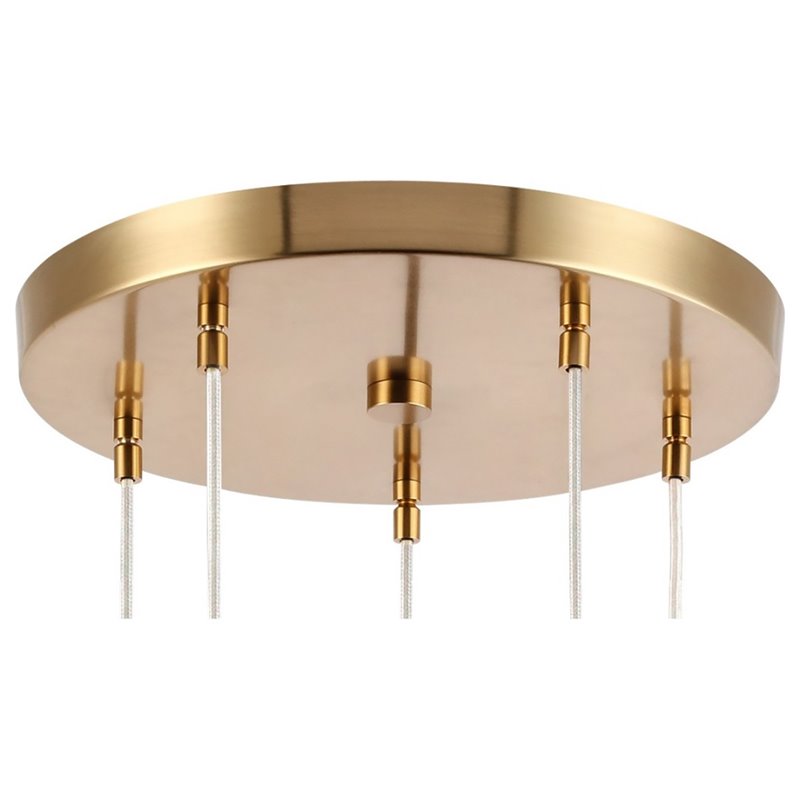 Woodbridge Lighting Tanner 5-Light LED Opal Bullet Cluster Pendant in Brass