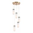 Woodbridge Lighting Tanner 5-Light LED Opal Bullet Cluster Pendant in Brass