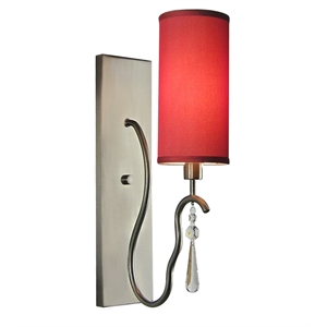 Woodbridge Lighting Haley 1 Light Wall Sconce in Satin Nickel/Maroon