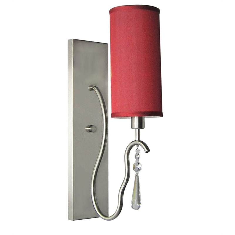 Woodbridge Lighting Haley 1 Light Wall Sconce in Satin Nickel/Maroon