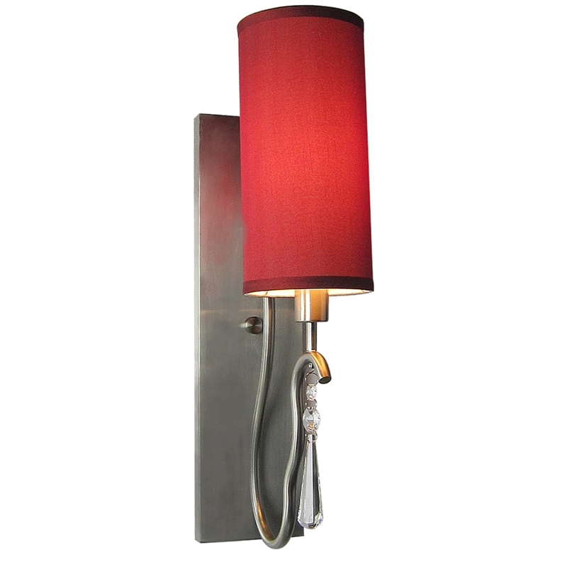 Woodbridge Lighting Haley 1 Light Wall Sconce in Satin Nickel/Maroon
