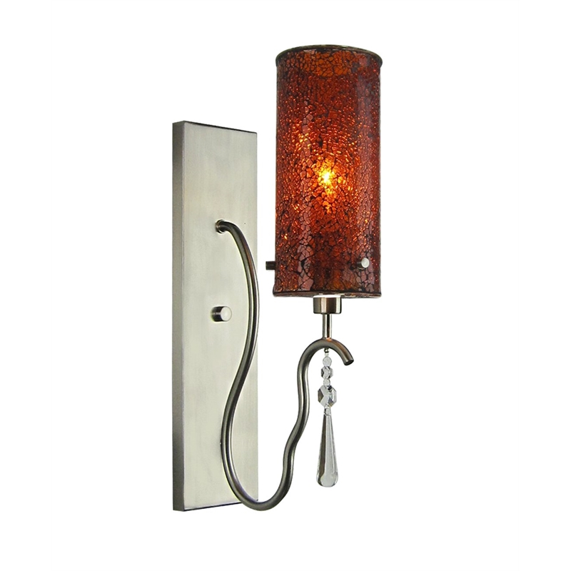 Woodbridge Lighting Haley 1 Light Wall Sconce in Satin Nickel/Mosaic Amber