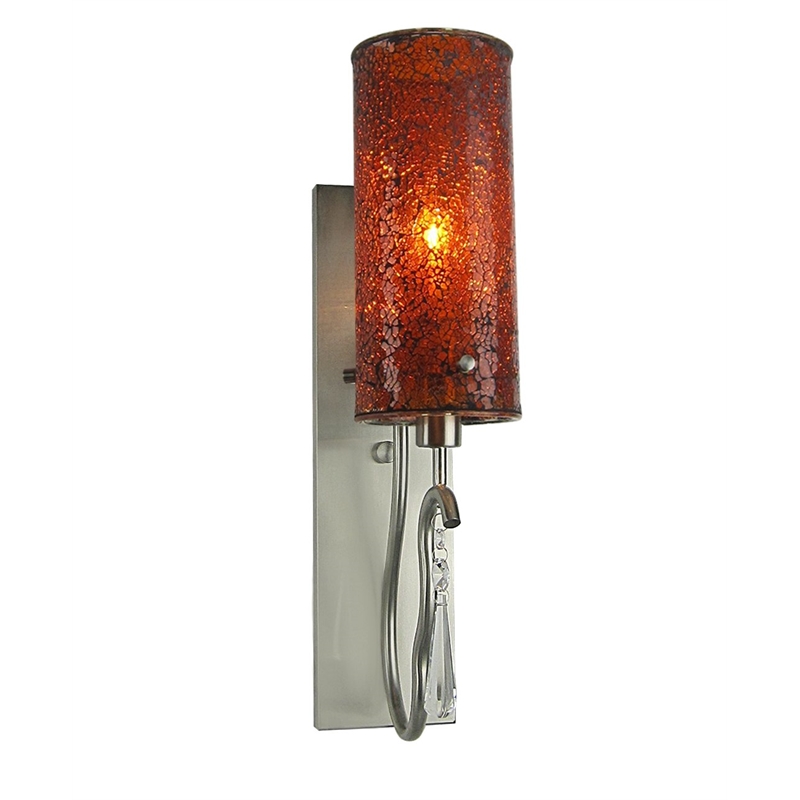 Woodbridge Lighting Haley 1 Light Wall Sconce in Satin Nickel/Mosaic Amber