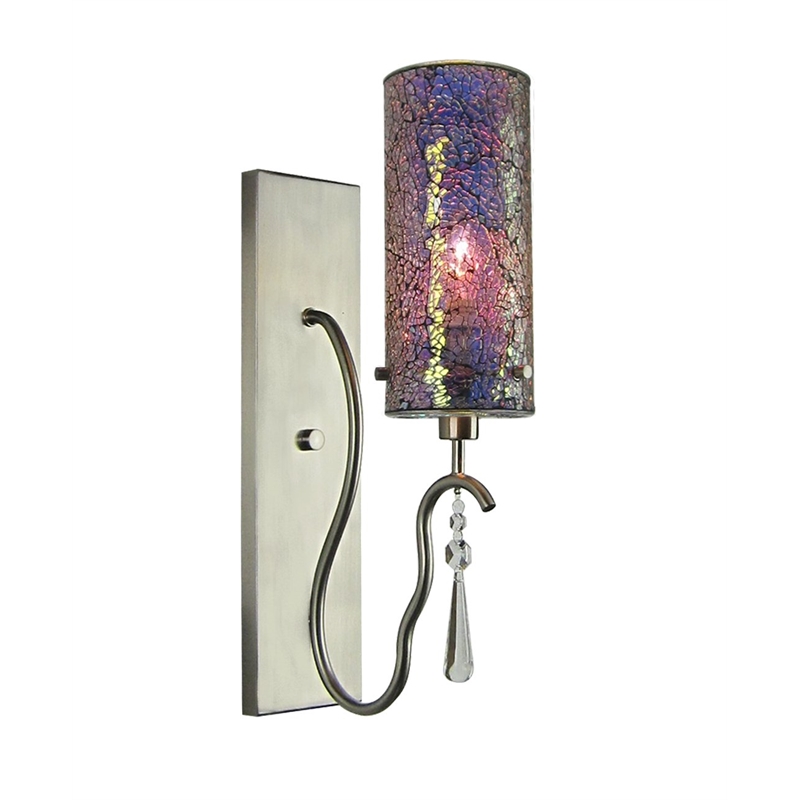 Woodbridge Lighting Haley 1 Light Wall Sconce in Satin Nickel/Mosaic Iridescent