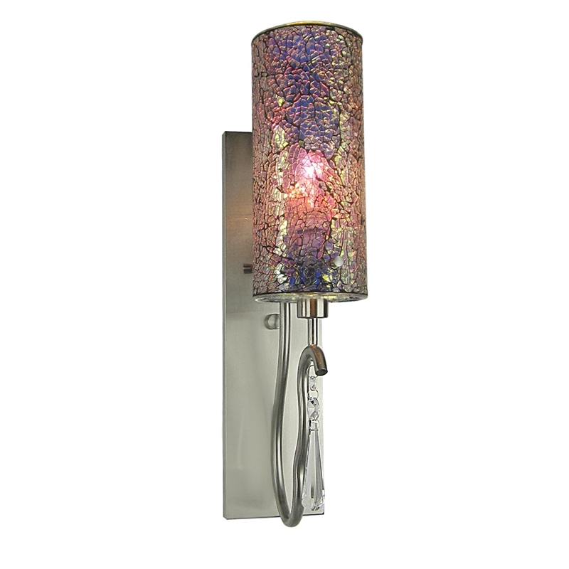 Woodbridge Lighting Haley 1 Light Wall Sconce in Satin Nickel/Mosaic Iridescent