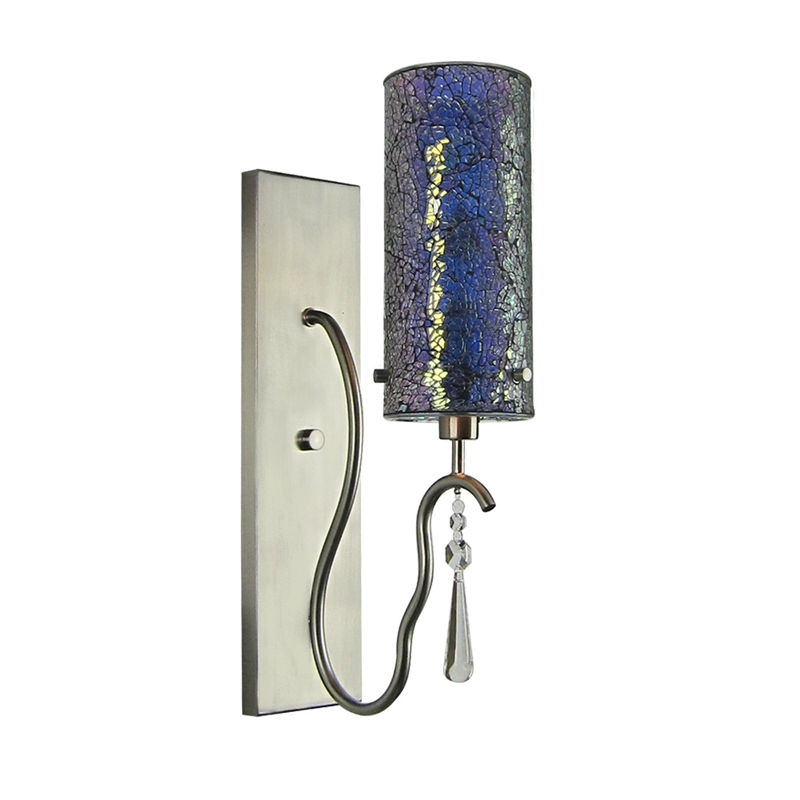 Woodbridge Lighting Haley 1 Light Wall Sconce in Satin Nickel/Mosaic Iridescent