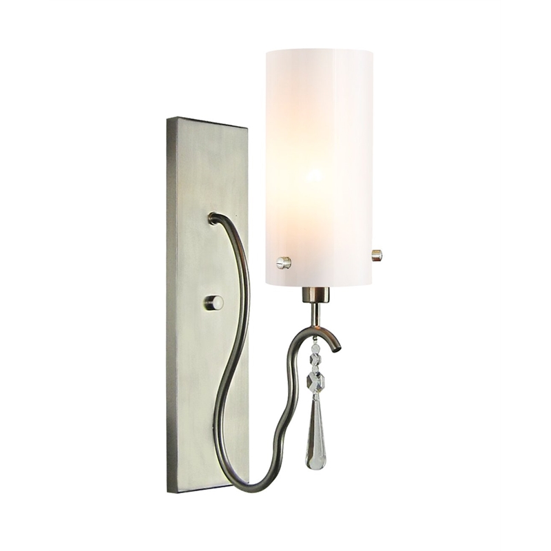 Woodbridge Lighting Haley 1 Light Wall Sconce in Satin Nickel/Opal Cylinder
