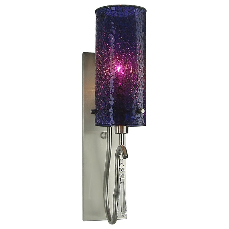 Woodbridge Lighting Haley 1 Light Wall Sconce in Satin Nickel/Mosaic Purple