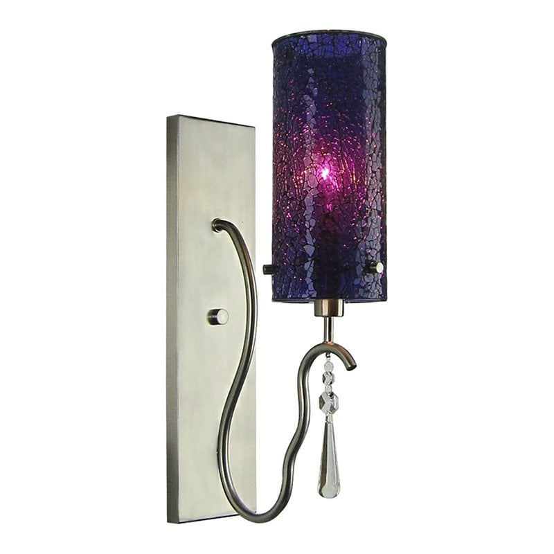 Woodbridge Lighting Haley 1 Light Wall Sconce in Satin Nickel/Mosaic Purple