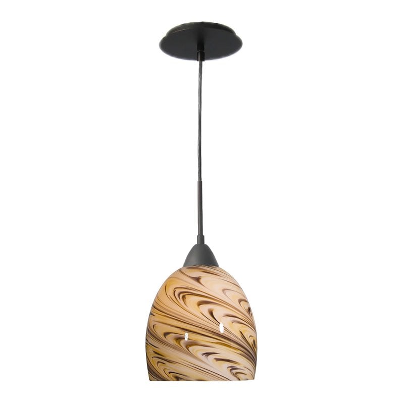 Woodbridge Lighting Art Glass 1 Light Steel Mini Pendant in Metallic Bronze