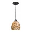 Woodbridge Lighting Art Glass 1 Light Steel Mini Pendant in Metallic Bronze