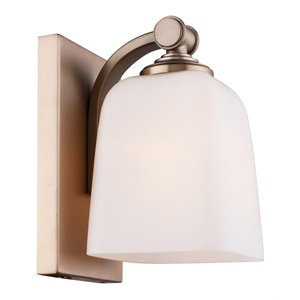 woodbridge lighting blaire 1 light steel/glass bath/wall light in brushed brass