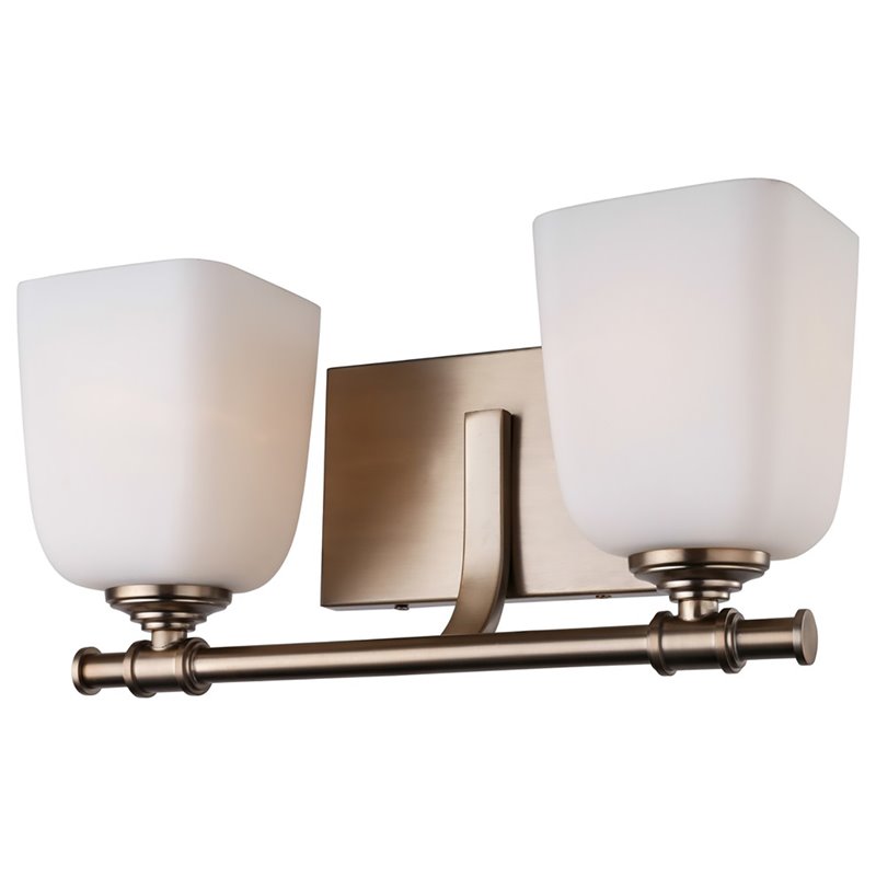 Woodbridge Lighting Blaire 2-Light Steel and Glass Bath Light in Brushed Brass