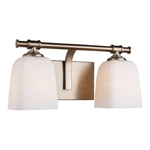 Woodbridge Lighting Blaire 2-Light Steel and Glass Bath Light in Brushed Brass