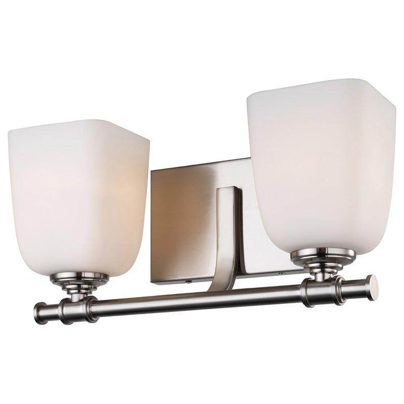 Woodbridge Lighting Blaire 2-Light Steel and Glass Bath Light in Satin Nickel