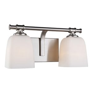 Woodbridge Lighting Blaire 2-Light Steel and Glass Bath Light in Satin Nickel