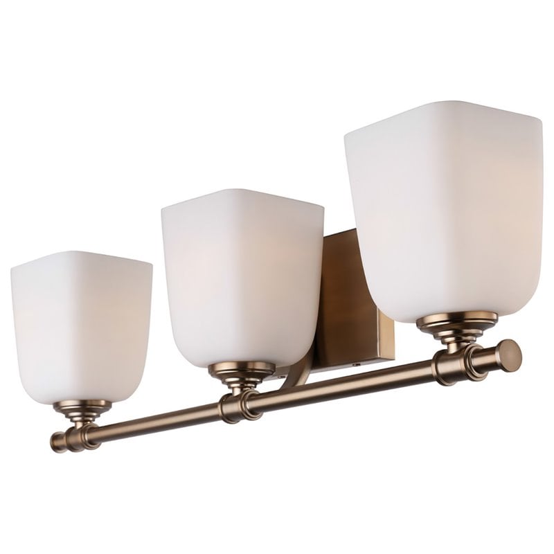 Woodbridge Lighting Blaire 3-Light Steel and Glass Bath Light in Brushed Brass