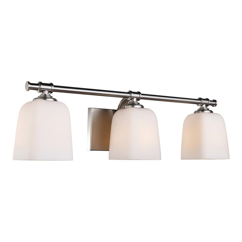 Woodbridge Lighting Blaire 3-Light Steel and Glass Bath Light in Satin Nickel